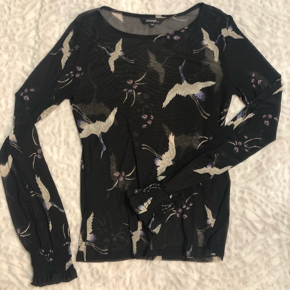 Sheer Long Sleeve Blouse